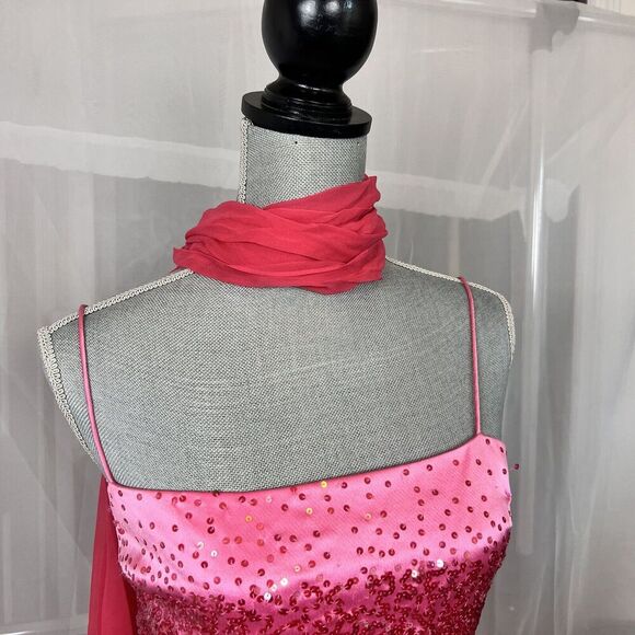 Vintage Gilar Evening wear pink embellished formal maxi dress 10 sequin prom - Picture 4 of 15